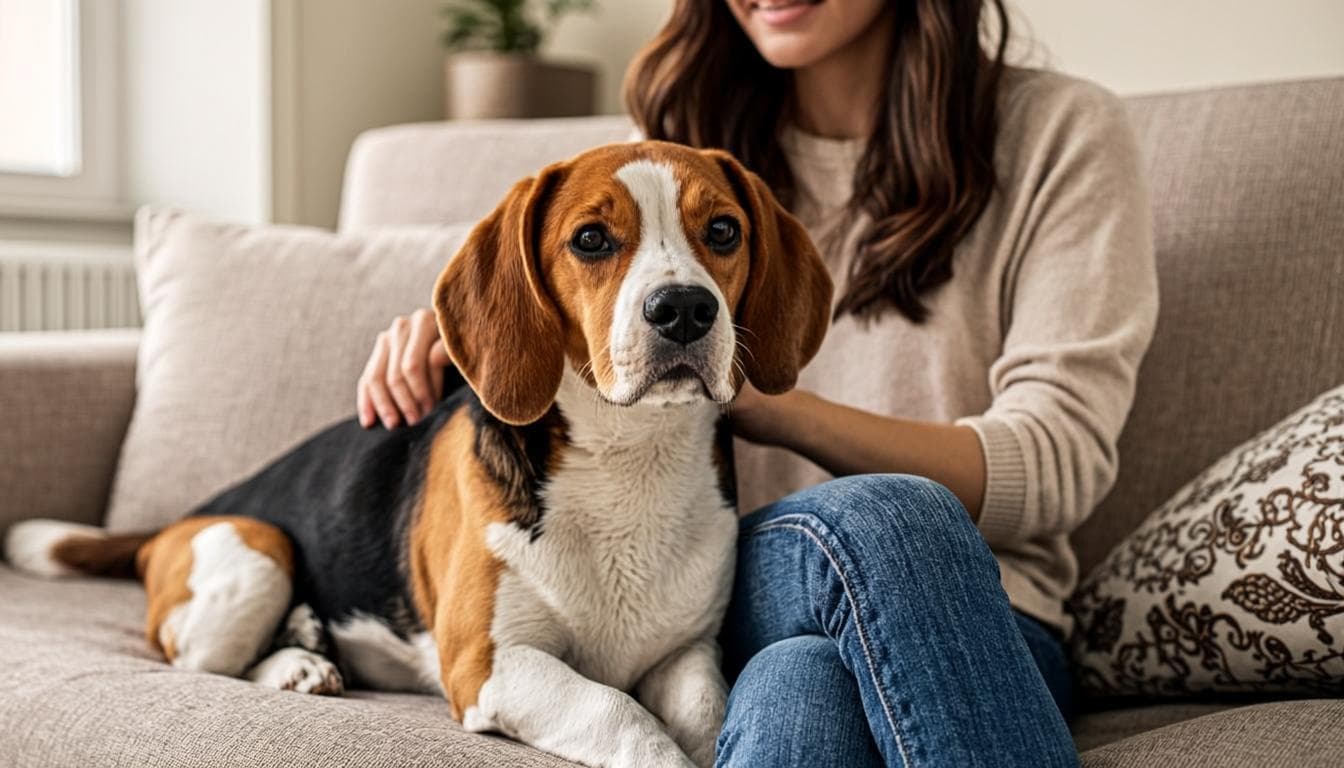A Biewer Terrier relaxing with a family on a sofa at home