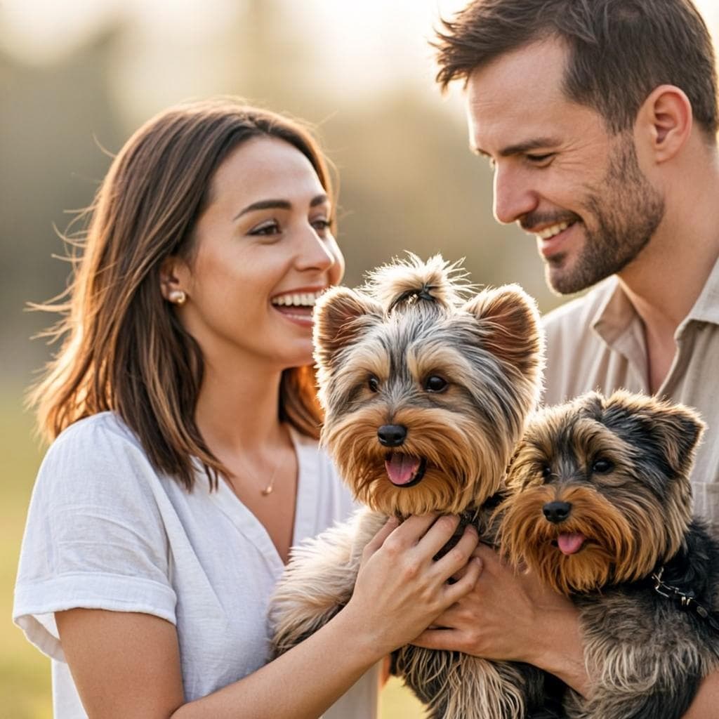 An IRMADU family enjoying the outdoors with their Biewer Terrier